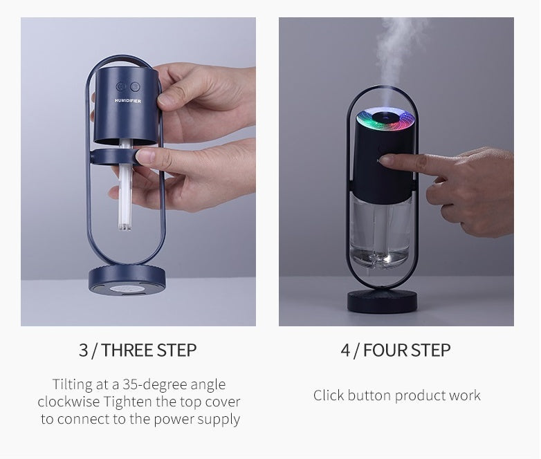 Mini Air Humidifier com Projetor de Luz Noturnaf
