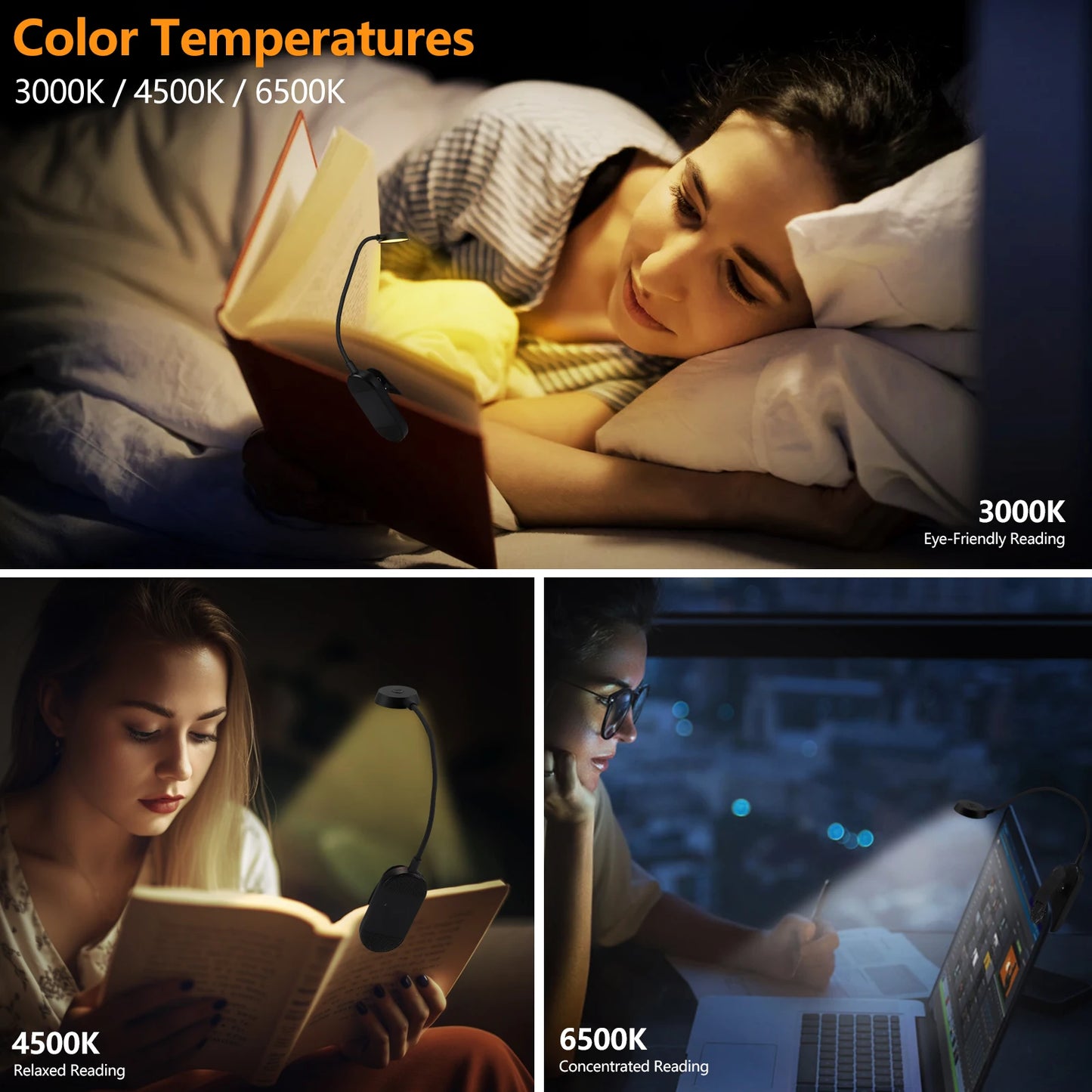 LED Clip Reading Lamp with Stepless Dimming
