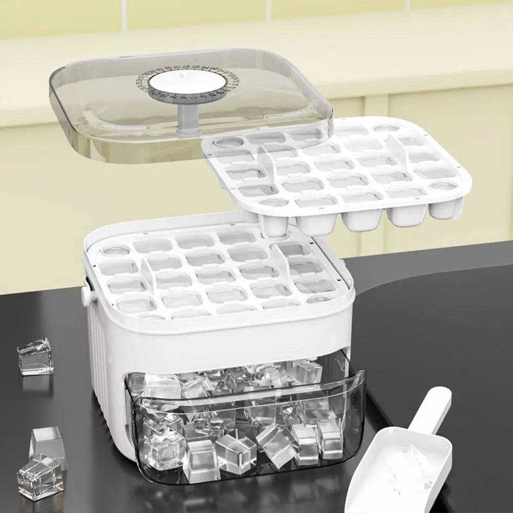 Easy-Press Ice Cube Maker with Storage Box