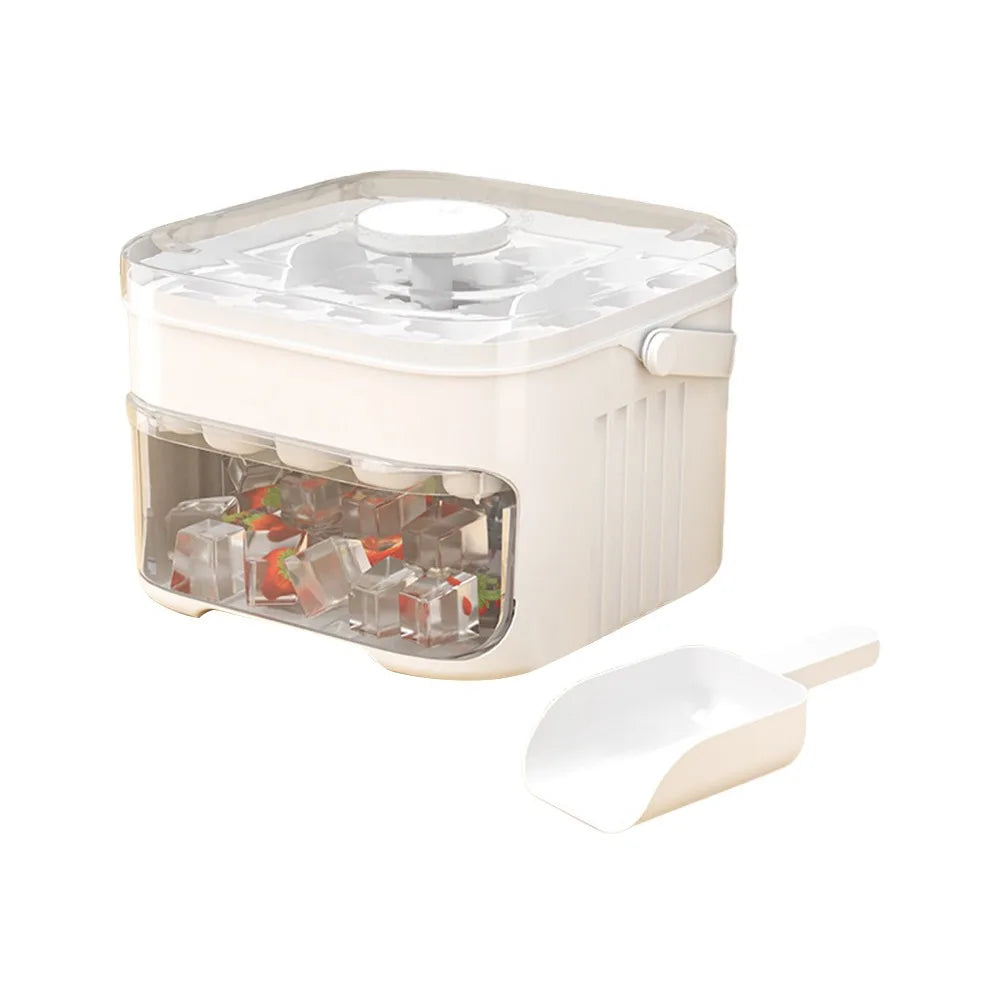 Easy-Press Ice Cube Maker with Storage Box