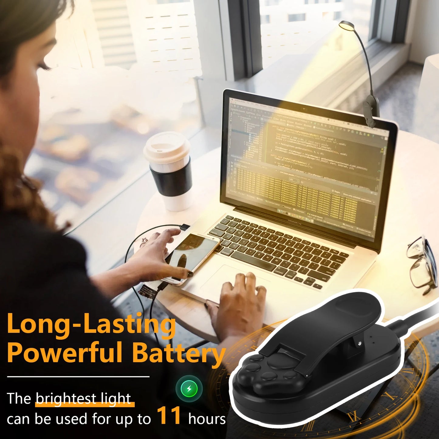 LED Clip Reading Lamp with Stepless Dimming