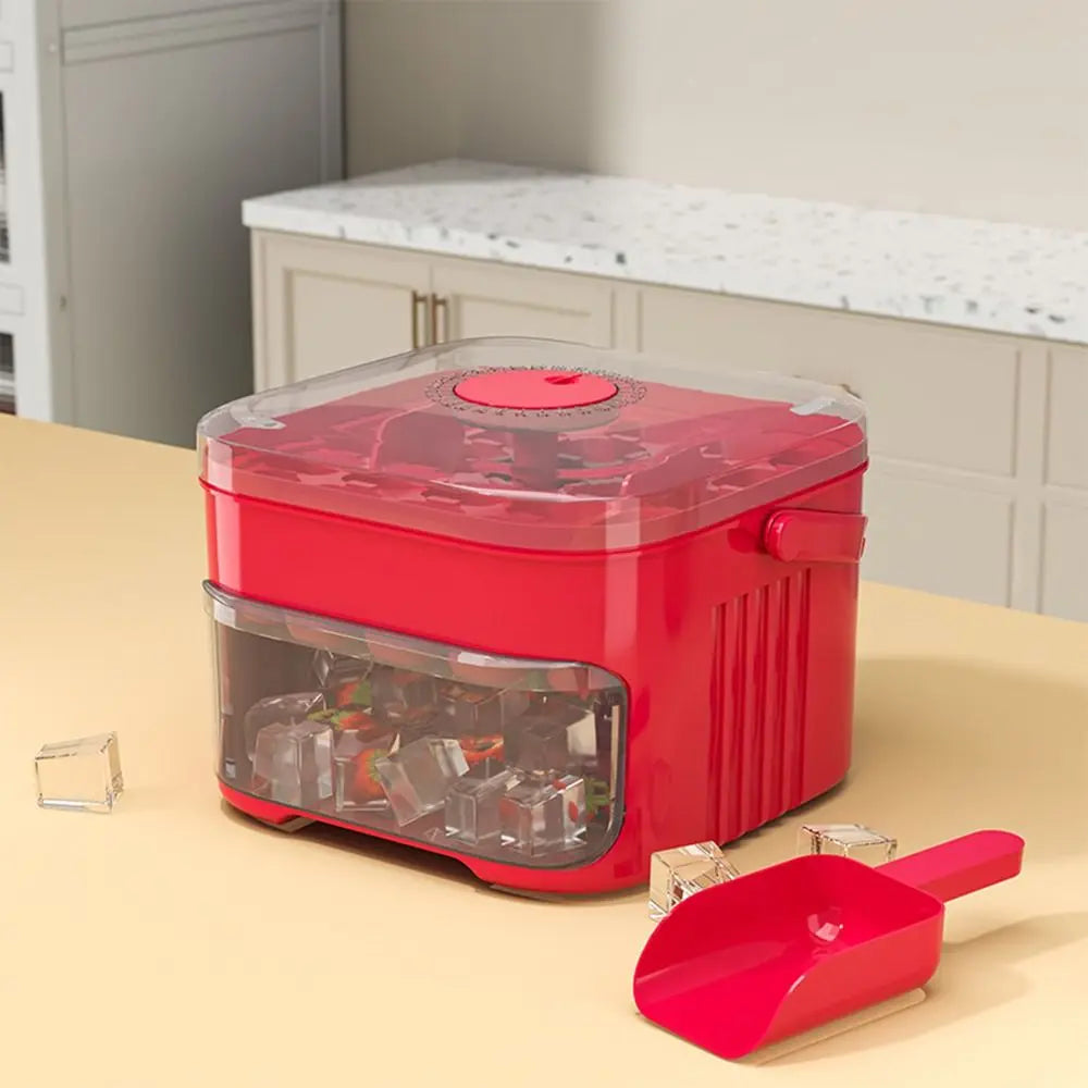 Easy-Press Ice Cube Maker with Storage Box