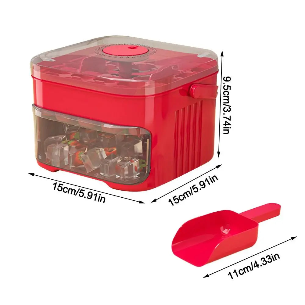 Easy-Press Ice Cube Maker with Storage Box