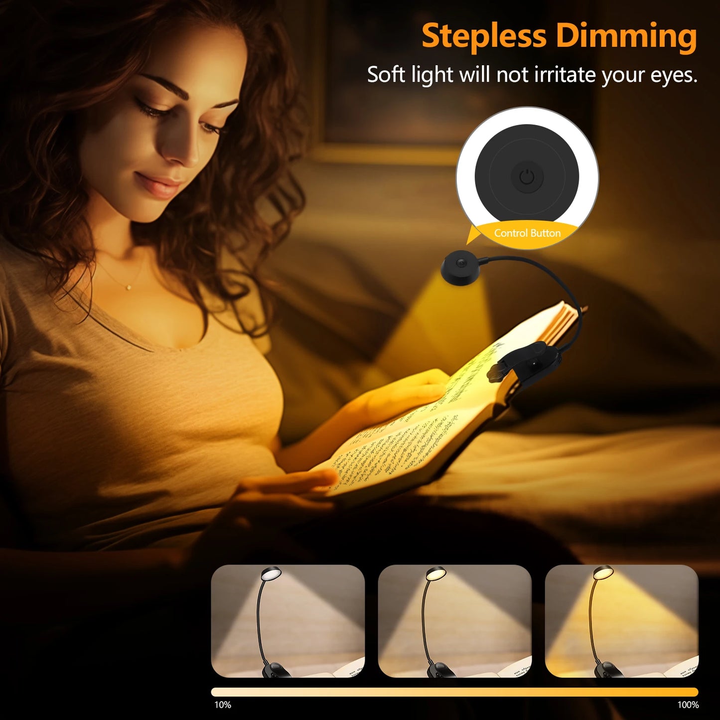LED Clip Reading Lamp with Stepless Dimming